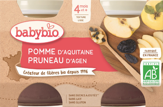 Babybio jablko švestka 2 x 130 g