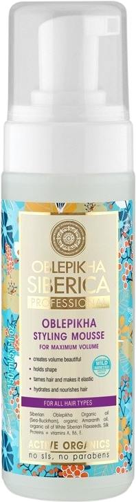 Natura Siberica Rakytníková pěna pro maximální objem pro všechny typy vlasů 170 ml