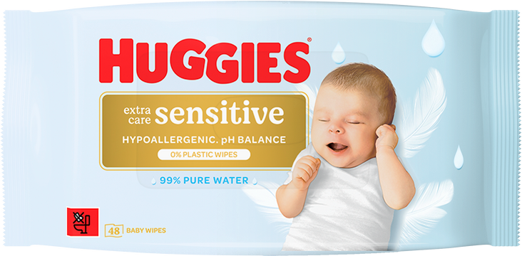 Huggies® Extra Care Sensitive Single Vlhčené ubrousky 48 ks