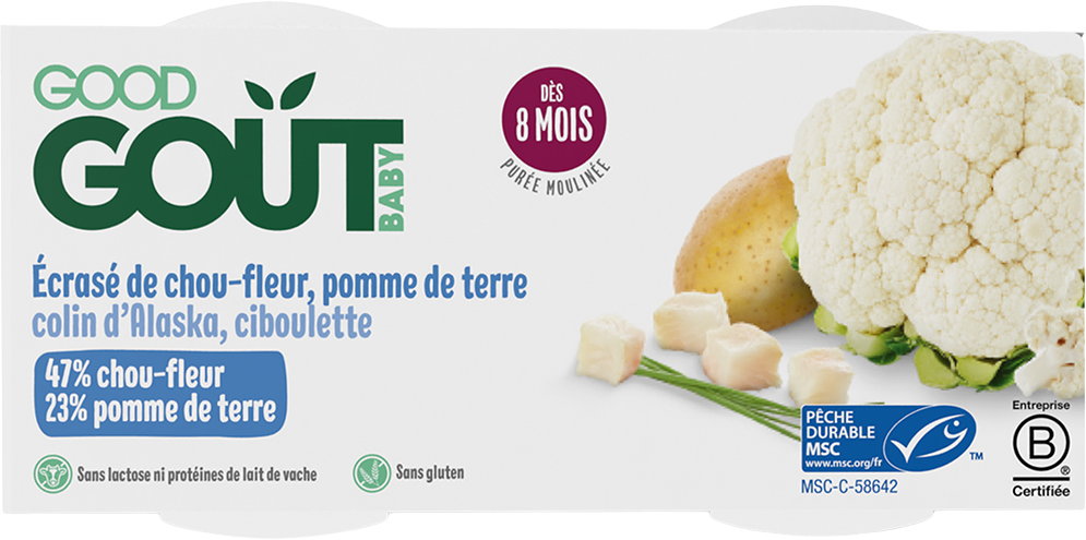 Good Goût BIO Treska pestrá s květákem a brambůrky 2 x 190 g