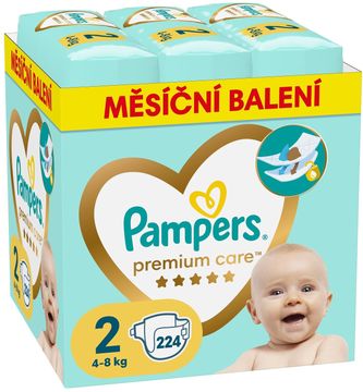 Pampers Premium Care plenky vel. 2, 4-8 kg měsíční balení 224 ks