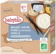 Babybio Svačinka z kozího mléka s hruškou a vanilkou 4 x 85 g