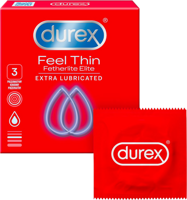 Durex Feel Thin Extra Lubricated Kondomy 3 ks