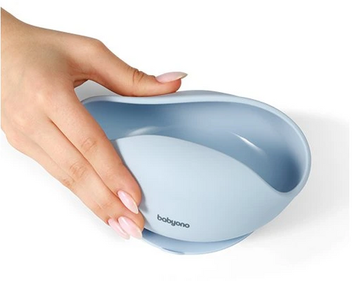BabyOno Miska silikonová s přísavkou - blue 6m+