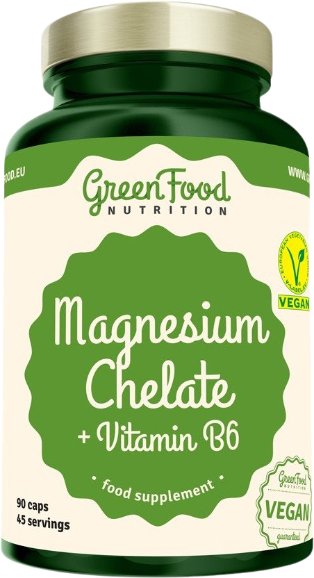 GreenFood Nutrition Magnesium Chelate + Vitamin B6 90 kapslí