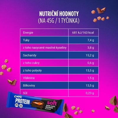 Corny Protein SOFT, Hořká čokoláda-brownie 45 g