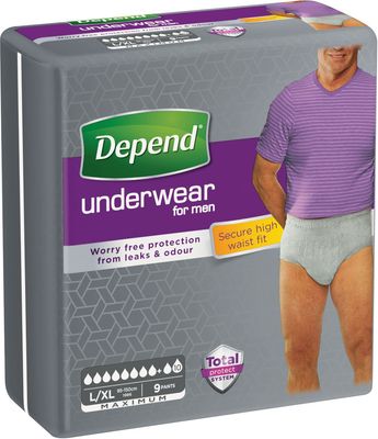 Depend Inkontinenční kalhotky absorbční Maximum L/XL pro muže 9 ks