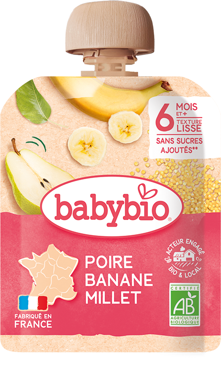 Babybio Kapsička hruška banán proso 90 g