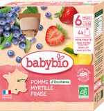 Babybio jablko, borůvky, jahody 4 x 90 g