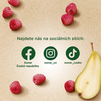 Sunar BIO ovocná kapsička hruška, malina 4m+ 100 g