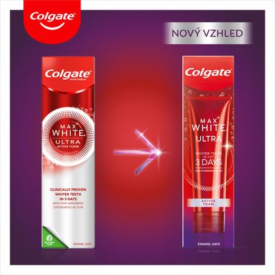 Colgate Max White Ultra Active Foam, bělicí zubní pasta 50 ml