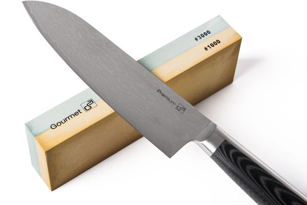 G21 Sada nožů Damascus Premium v bambusovém bloku, Box, 3 ks + brusný kámen