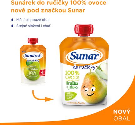 Sunar Do ručičky ovocná kapsička hruška 4m+ 100 g