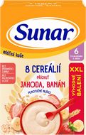 Sunar mléčná kaše s 8 cereáliemi jahoda, banán XXL 340 g