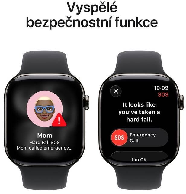 Apple Watch 11 GPS + Cellular 46mm Břidlicově šedý titan s černým sportovním řemínkem - M/L