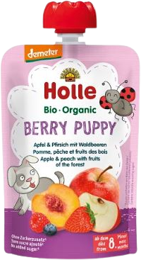 Holle Bio pyré - Berry Puppy- Jablko a broskev s lesními plody 100 g