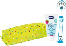 Chicco Set zubní kartáček a pasta v pouzdře - Tiger, 3r+