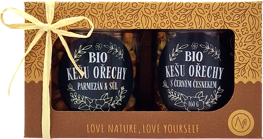 Natu Dárkový set BIO kešu ořechů deluxe II., 2 x 160 g