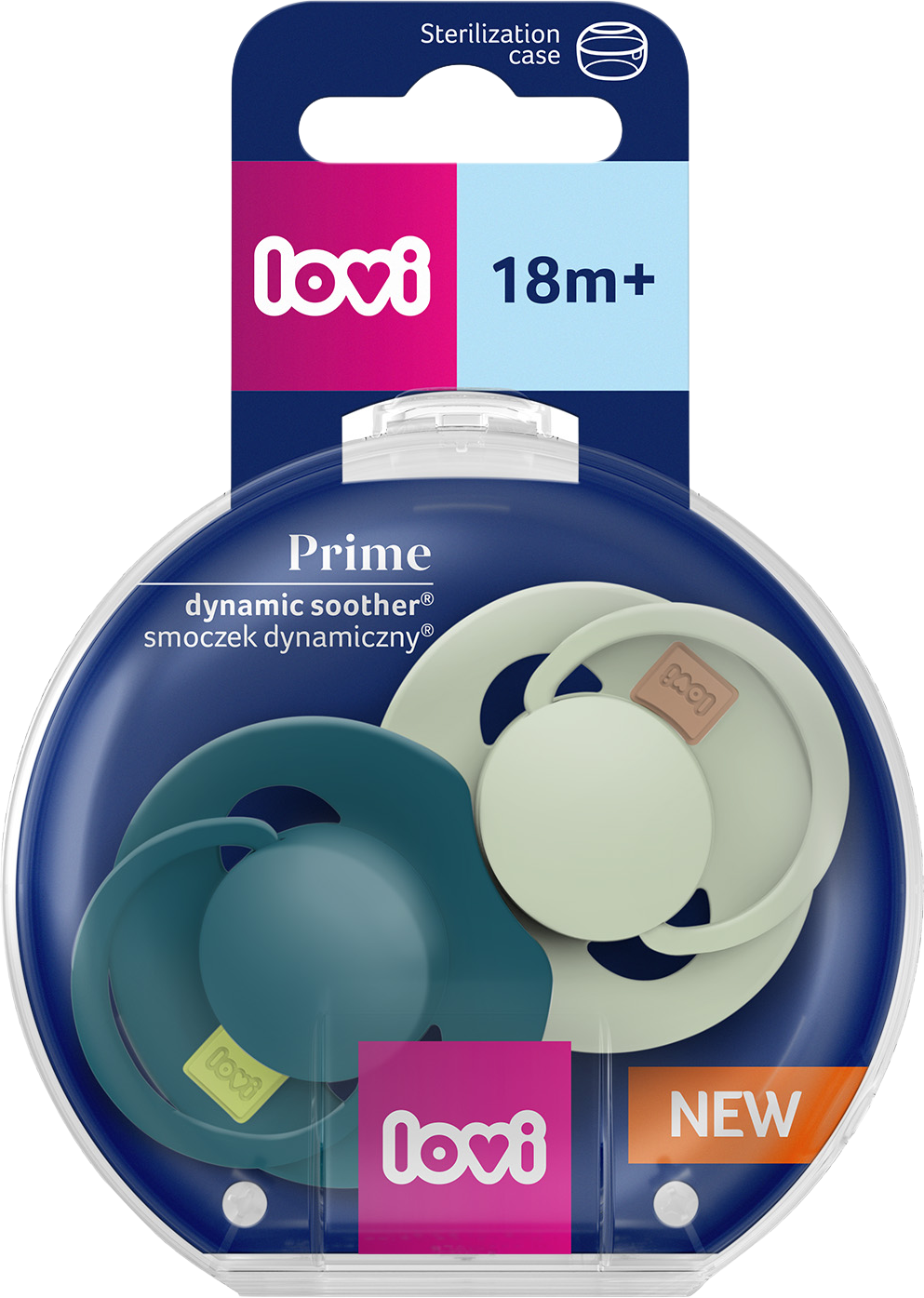 LOVI Dudlík silikonový dynamický PRIME 18m+ Pistachio/Green 2 ks