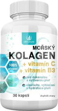 Allnature Mořský kolagen + vitamín C + vitamín B3 30 kapslí