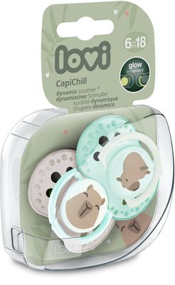 LOVI Dudlík svítící silikonový dynamický CAPICHILL 6-18m 2 ks
