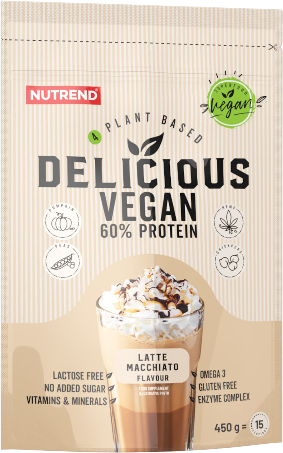 Nutrend Delicious Vegan 60% Protein latte macchiato 450 g