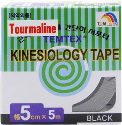 Temtex kinesio tape Tourmaline, černá tejpovací páska 5cm x 5m