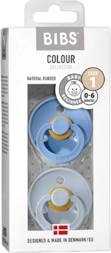 BIBS Colour Dudlíky z přírodního kaučuku - velikost 1, Sky Blue/Baby Blue 2 ks
