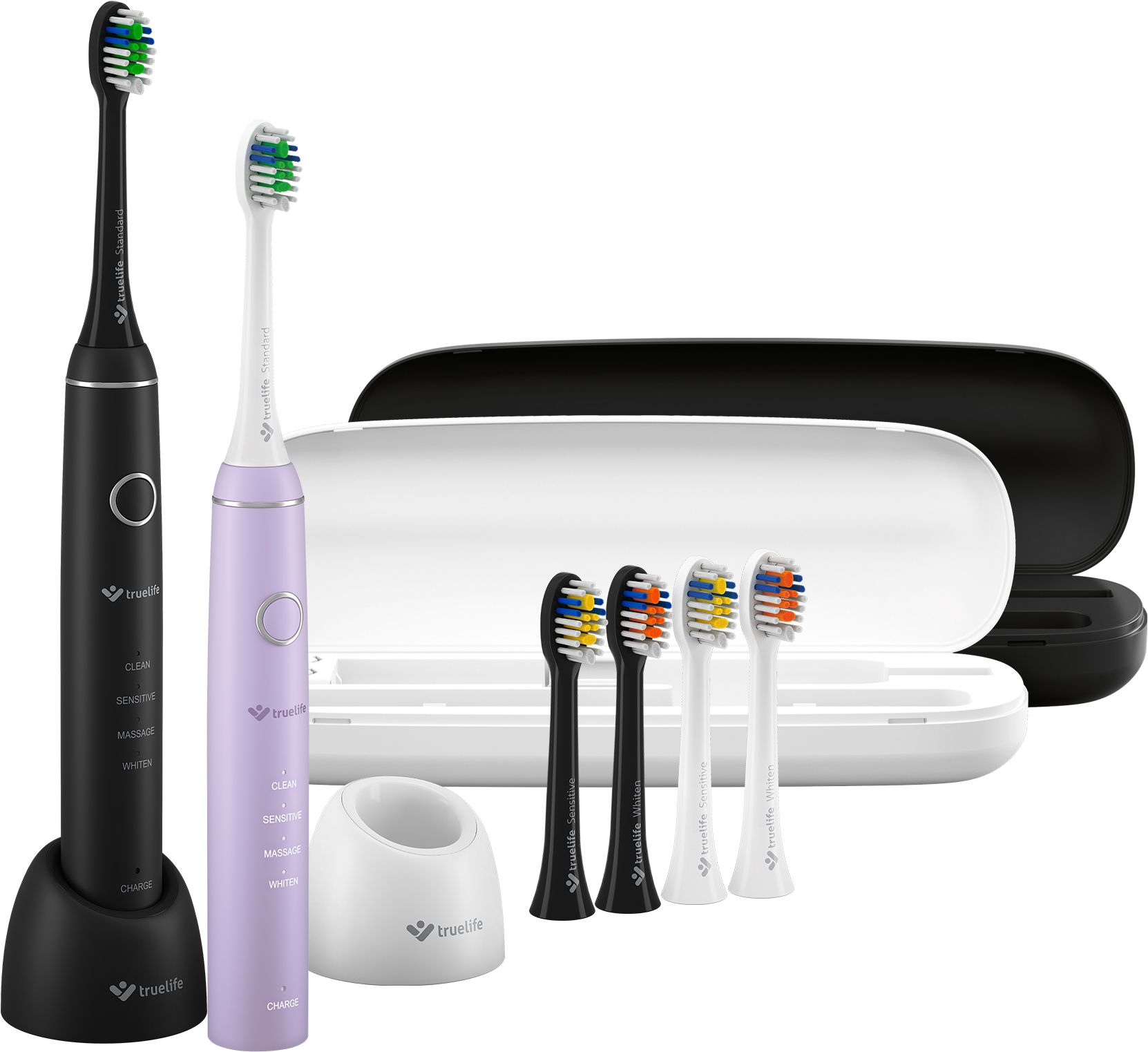 TrueLife SonicBrush Compact Duo Black / Lavender Sonické kartáčky 2 ks