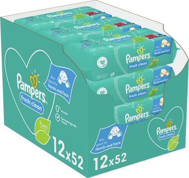 Pampers Fresh Clean Vlhčené ubrousky 12 x 52 ks