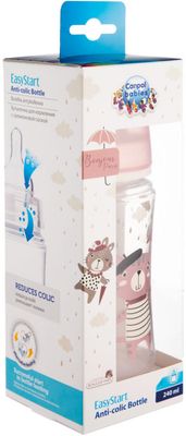 Canpol babies Lahev se širokým hrdlem Bonjour Paris růžová 240 ml