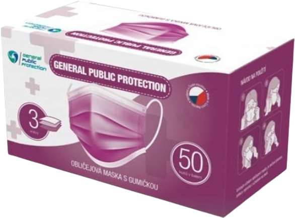 General Public Rouška třívrstvá s gumičkou 50 ks
