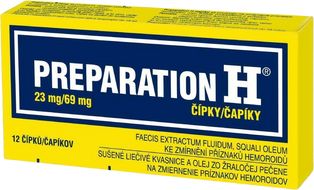 Preparation H 23mg/69mg, čípky pro léčbu hemoroidů 12 ks