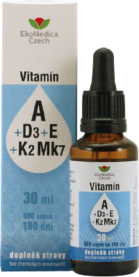 EkoMedica Vitamín A+D3+E+K2 Mk7 30 ml