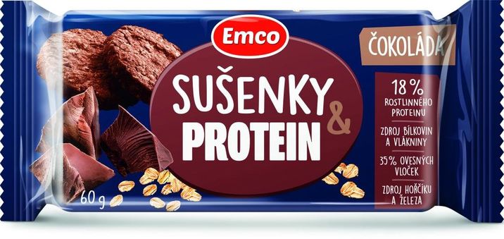 Emco Ovesné sušenky s čokoládou a proteinem 60 g