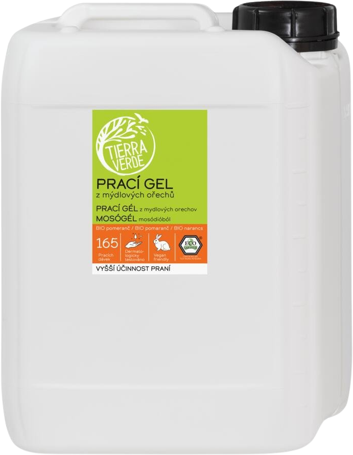 Tierra Verde Prací gel z mýdlových ořechů s BIO pomerančovou silicí 5 l