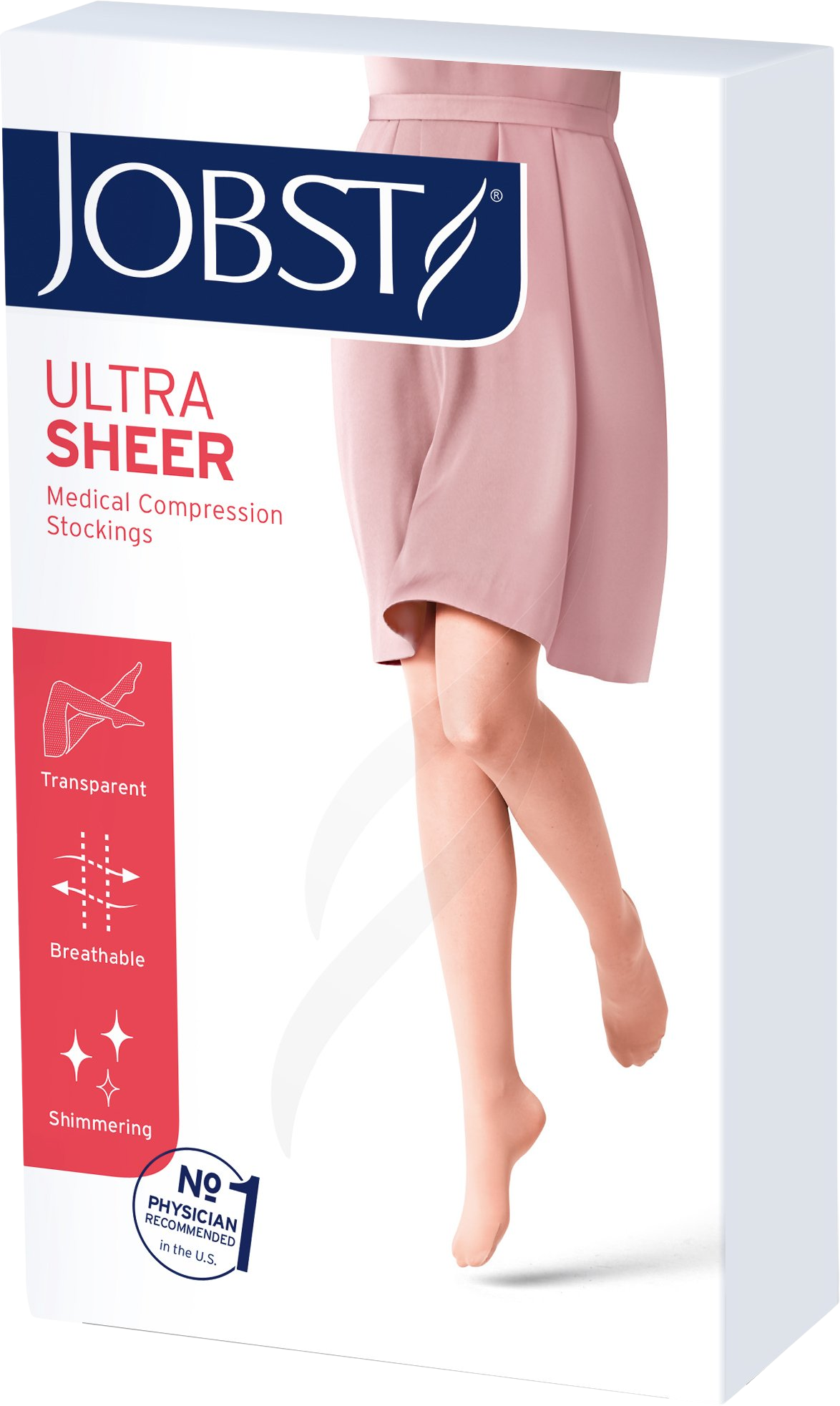 Jobst Ultra Sheer 1 - stehenní punčochy se silikonovým lemem bez špice - běžná délka - černé - velikost IV