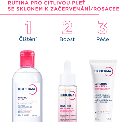 Bioderma Sensibio H2O AR micelární voda pro citlivou pleť se začervenáním 250 ml