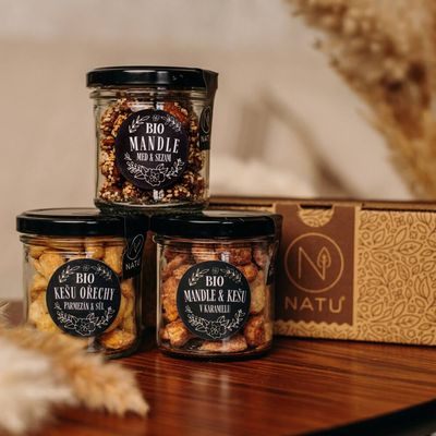 Natu Dárkový set BIO ochucených ořechů