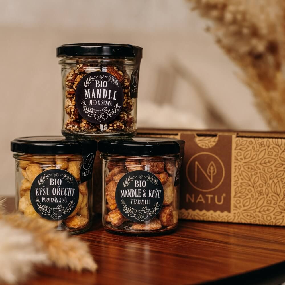 Natu Dárkový set BIO ochucených ořechů