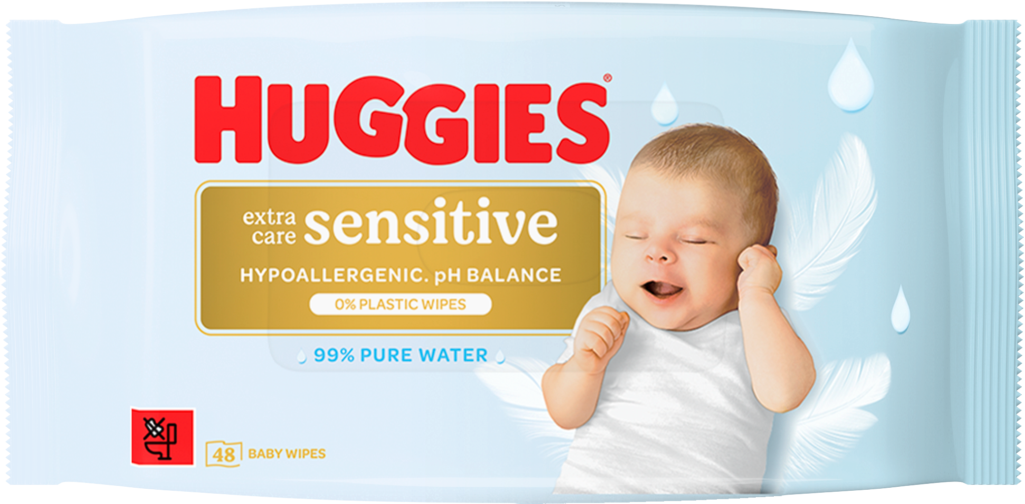 Huggies® Extra Care Sensitive Single Vlhčené ubrousky 48 ks