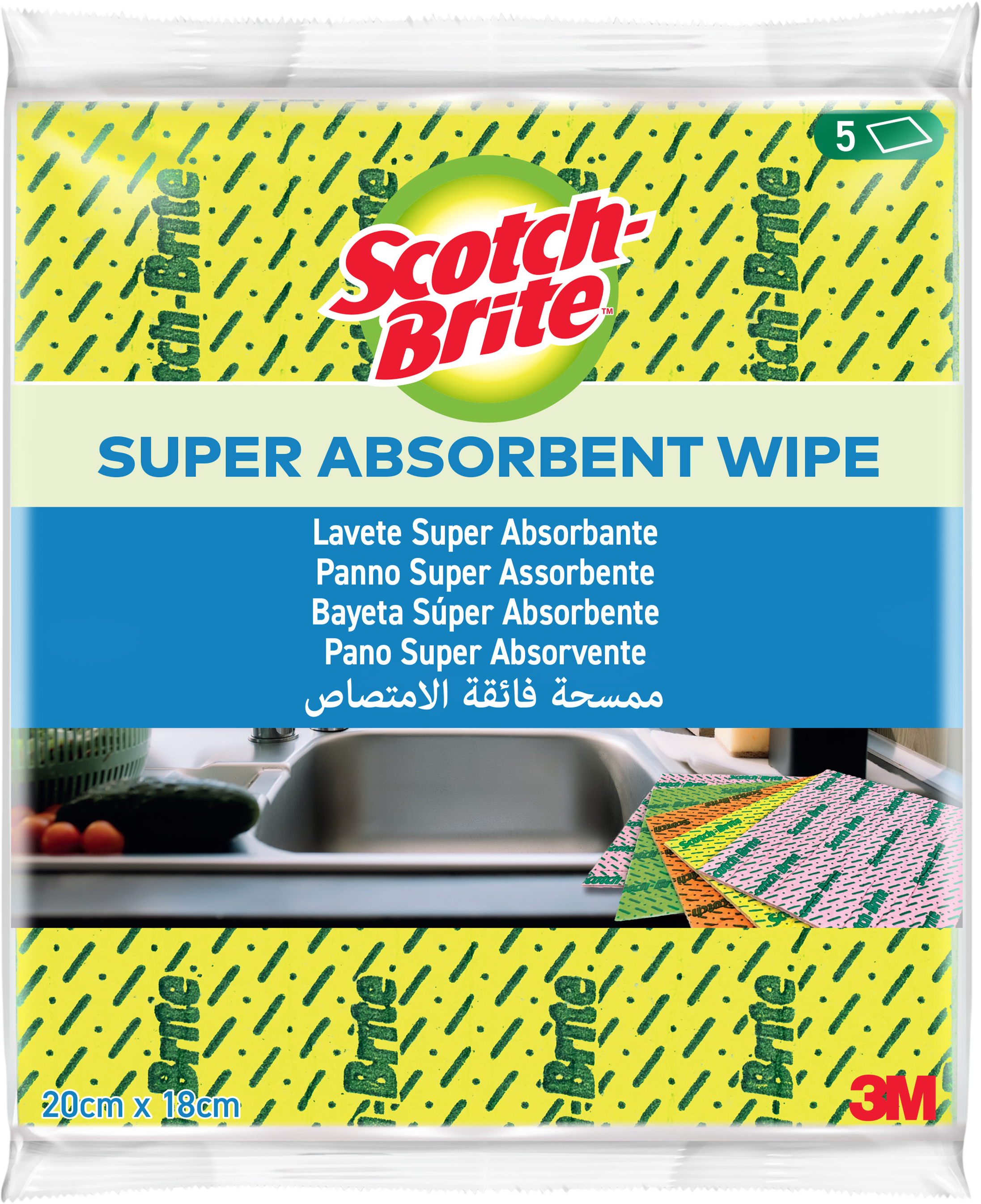 3M Scotch-Brite™ Super Absorbent - Extra savé utěrky, barevný mix 5 ks
