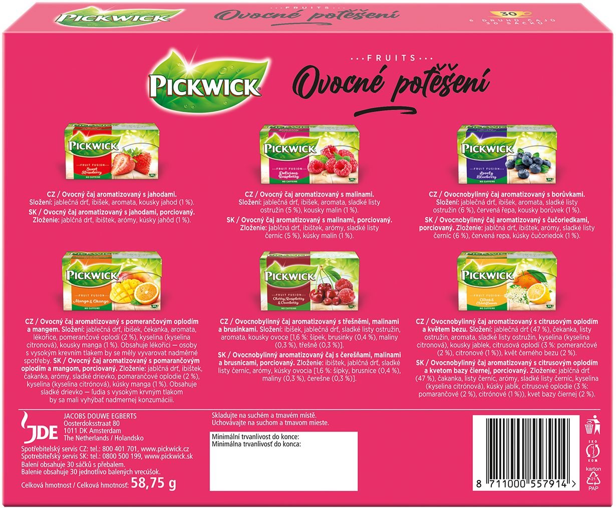 Pickwick Ovocné potěšení - Kolekce ovocných čajů 30 x 58 g