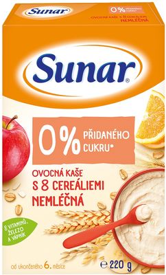 Sunar ovocná nemléčná kaše s 8 cereáliemi 220 g