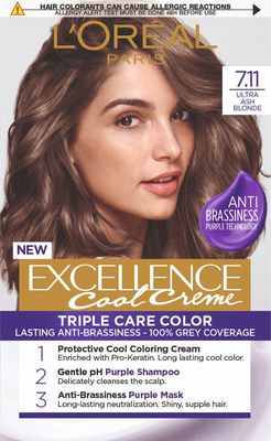 L'Oréal Paris Excellence Cool Creme 7.11 Ultra popelavá blond Permanentní barva
