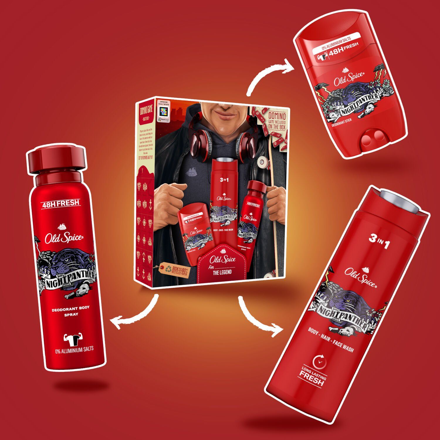 Old Spice City explorer dárková sada s deodorantem tuhým a ve spreji, sprchovým gelem Night Panther