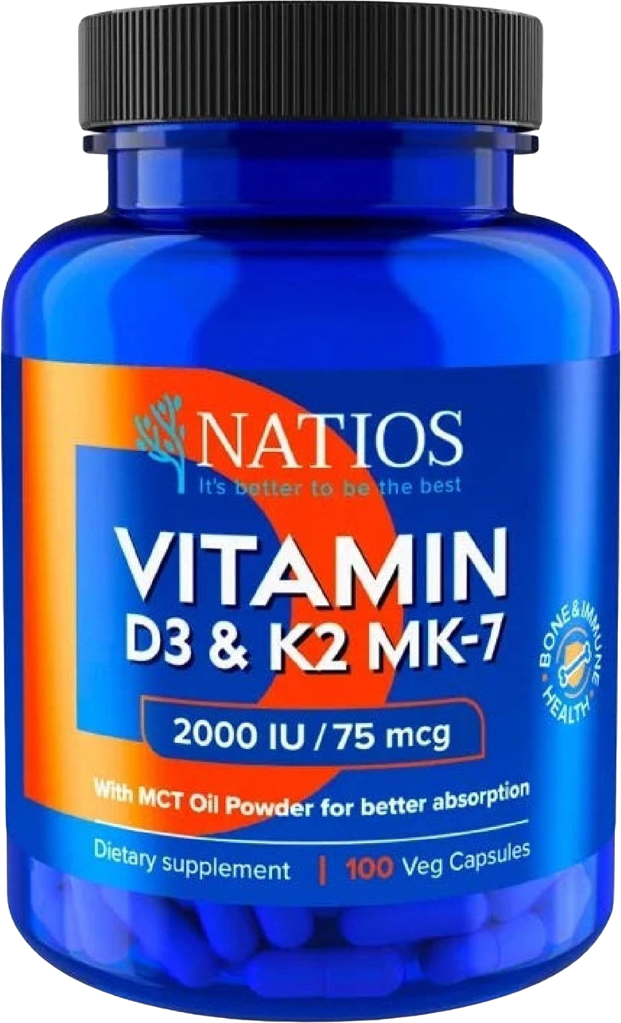 Natios Vitamin D3 & K2 MK-7 2000 IU / 75 mcg 100 kapslí
