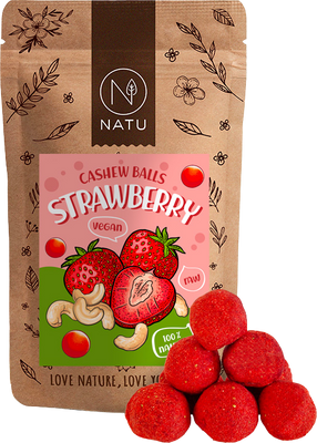 Natu Jahodové kuličky s kešu krémem 70 g