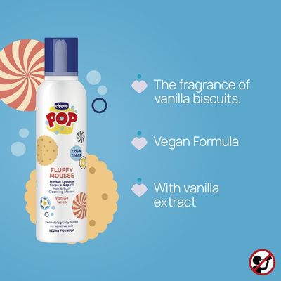 Chicco Pěna na vlasy a tělo Pop Vanilla wrap 200 ml