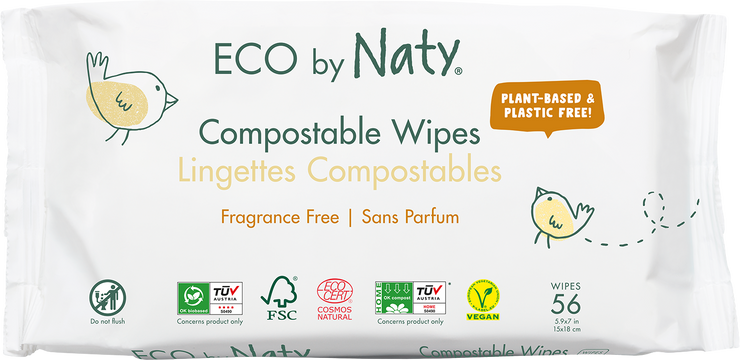 Eco by Naty Vlhčené ubrousky ECO by Naty bez vůně - pro citlivou pokožku 56 ks